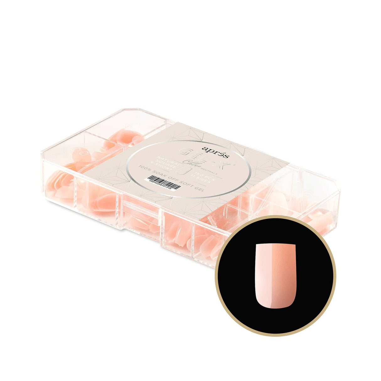 Apres Gel X™ NEUTRALS Box of 150pcs Chloe Natural Square Extra Short/ Short/ Medium Tips