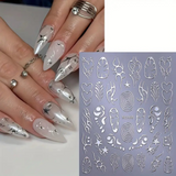 JNBS Nail Sticker Metallic Silver Designs SWA98
