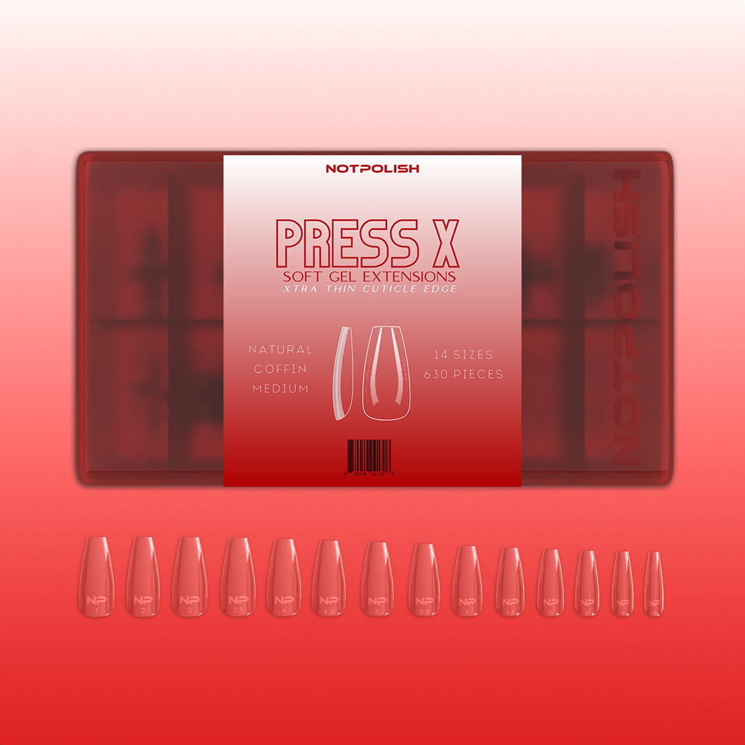 NOTPOLISH Press X Box of 630pcs Natural Coffin Medium / Long Tips