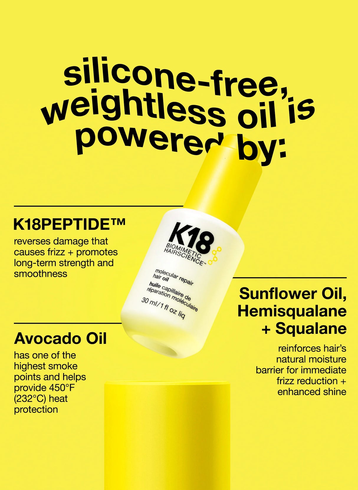 K18 Biomimetic Hairscience Molecular Repair Hair Oil