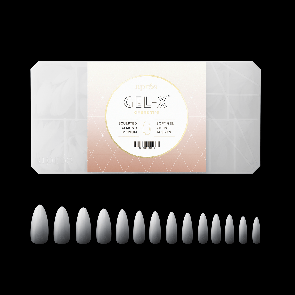 Apres Gel X™ Ombre Box of 210pcs Sculpted Almond Medium Tips