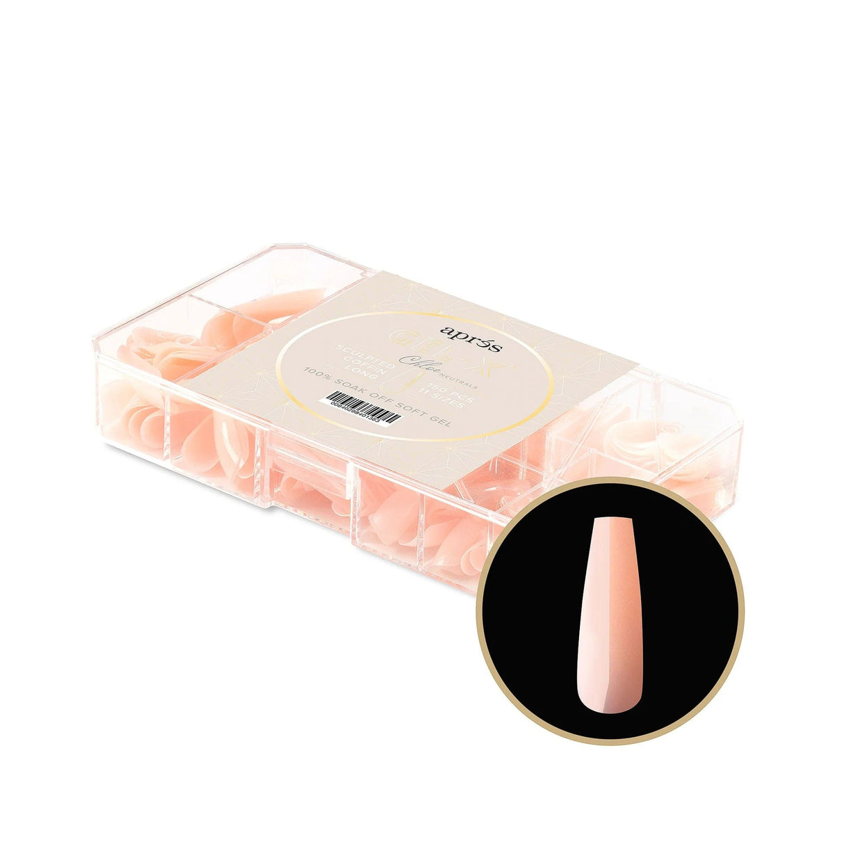 Apres Gel X™ NEUTRALS Box of 150pcs Chloe Sculpted Coffin Long Tips