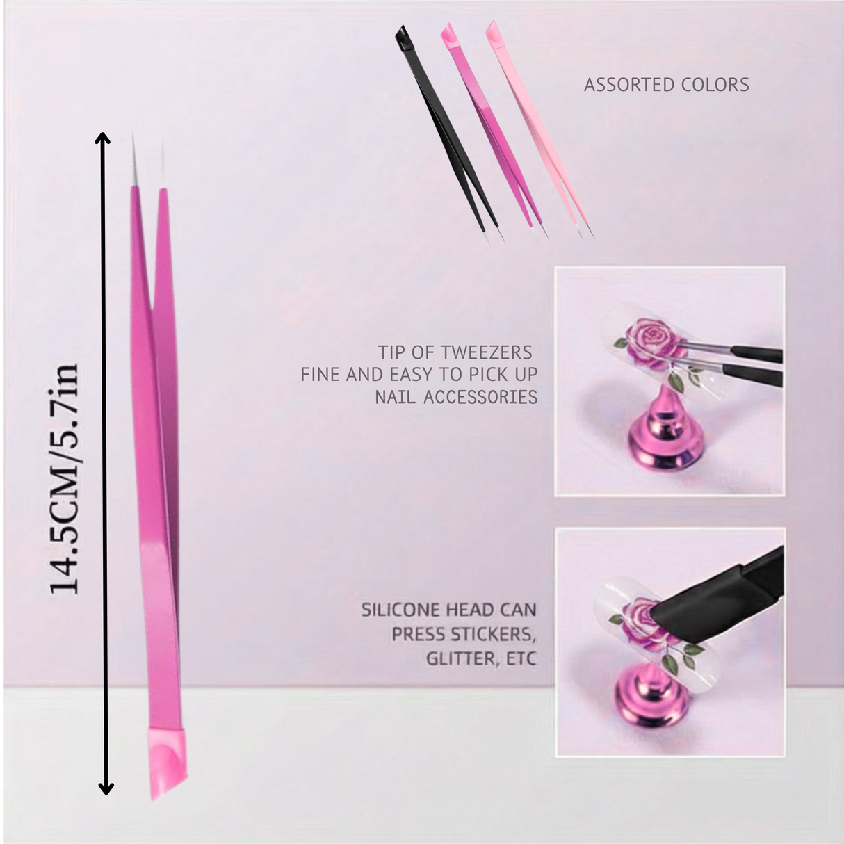 JNBS nail art tool double ended tweezer and silicone tool - 1PC Assorted color