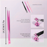 JNBS nail art tool double ended tweezer and silicone tool - 1PC Assorted color