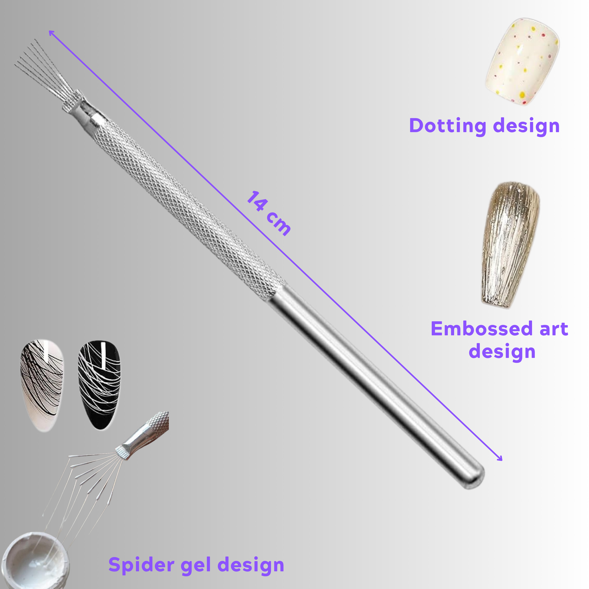 JNBS Multifunctional Texture Nail Art Tool -  emboss Rake texture 9003