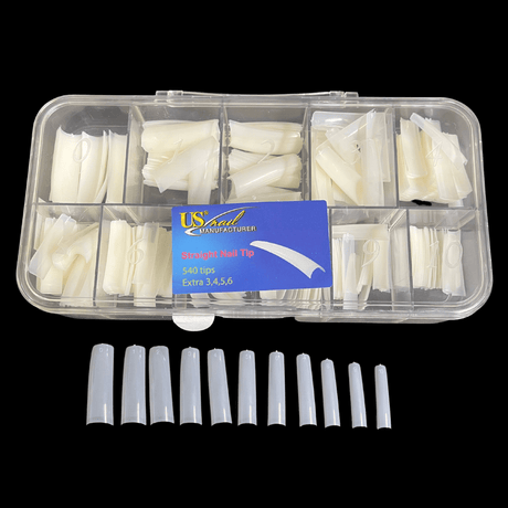 US Nail Manufacturer Nail Tips Straight (Box of 540 pcs)