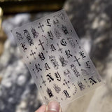 Tomoni Gothic Cross, Letter & Starlight Totem Nail Art Stickers
