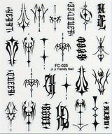 Joyful Nail Gothic Geometric Line & Letter Nail Stickers FC-025