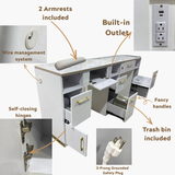 JNBS Royal Double Manicure Table with Ceramic Table Top (Please Call JNBS to Order)