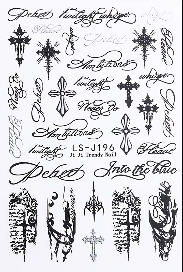 Joyful Nail Gothic Style Dark "Sweet Cool" Nail Art Stickers LS-J196