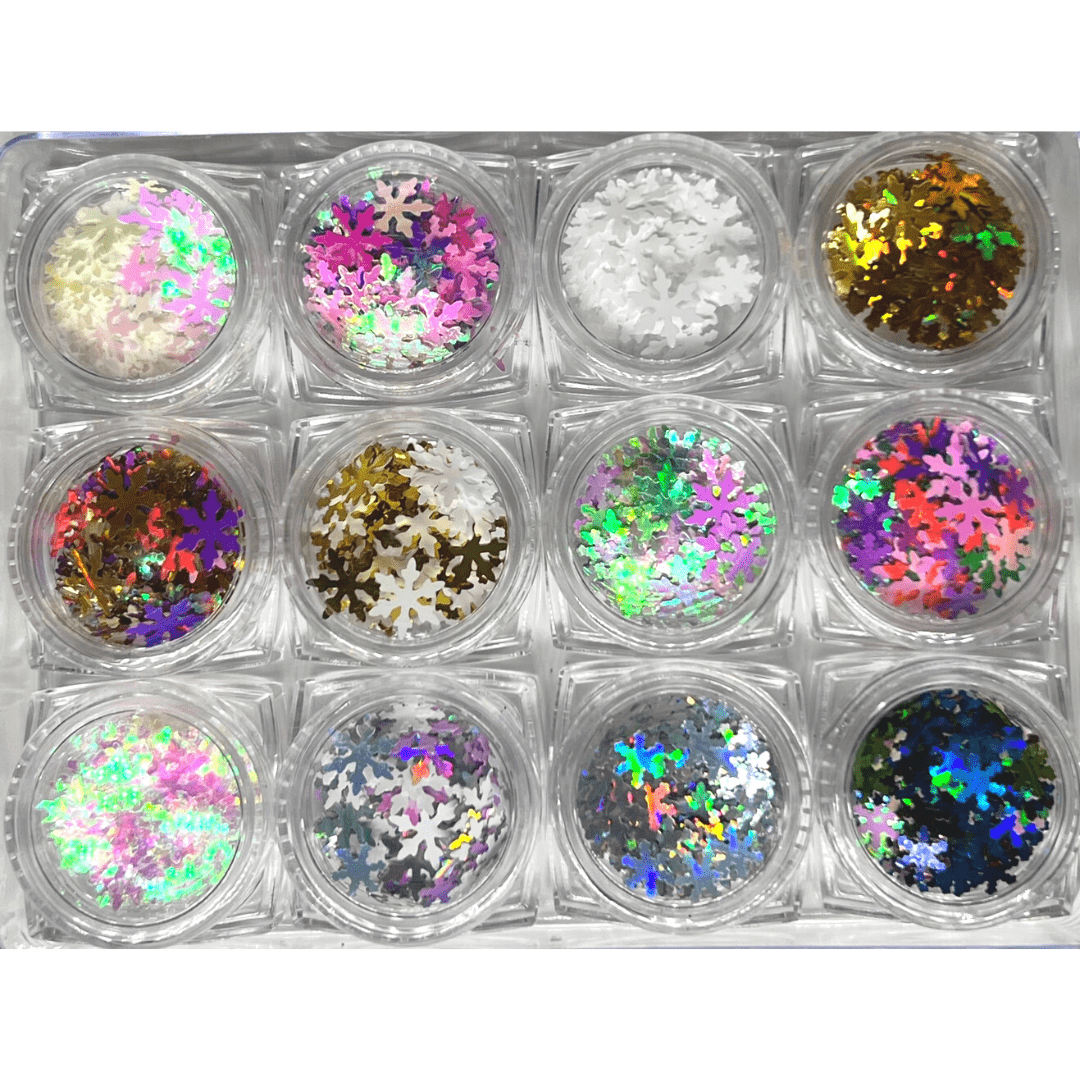 JNBS Nail Flakes Glitters Colorful Snowflakes