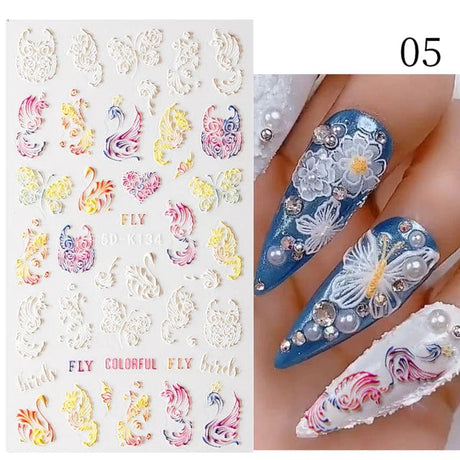 JNBS 5D Embossed Nail Sticker (Choose your style)