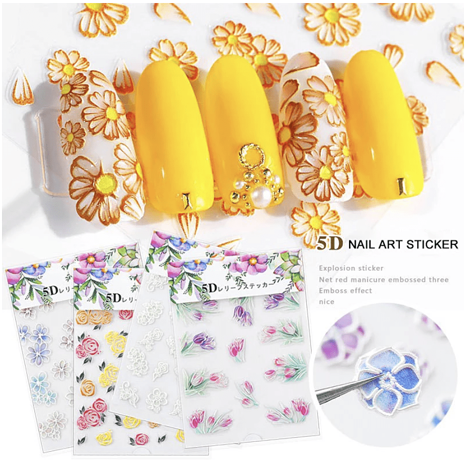 JNBS 5D Flowers Nail Sticker