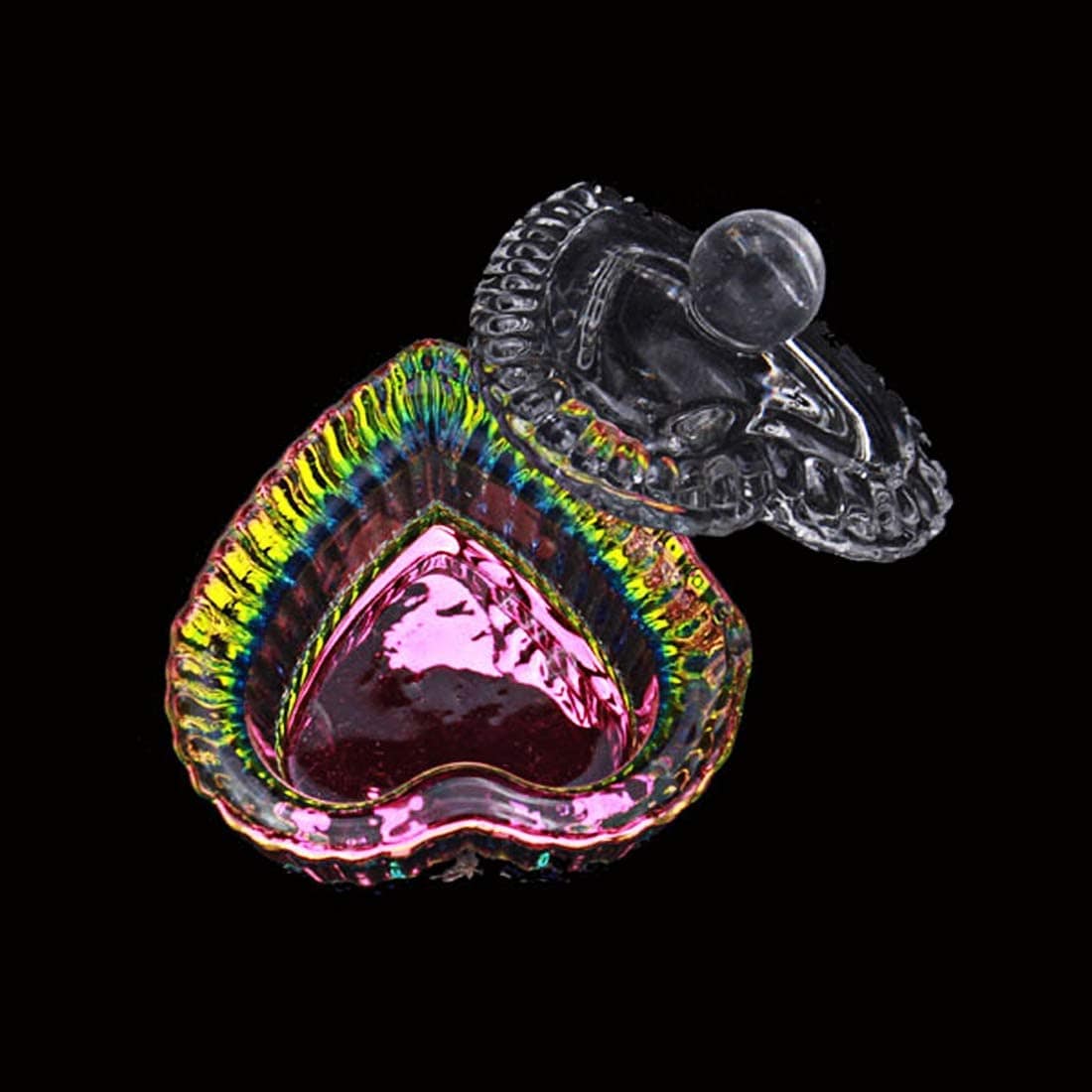 JNBS Mini Rainbow HEART Glass Dappen Dish Lid Bowl (4 x 4 cm 4ML)