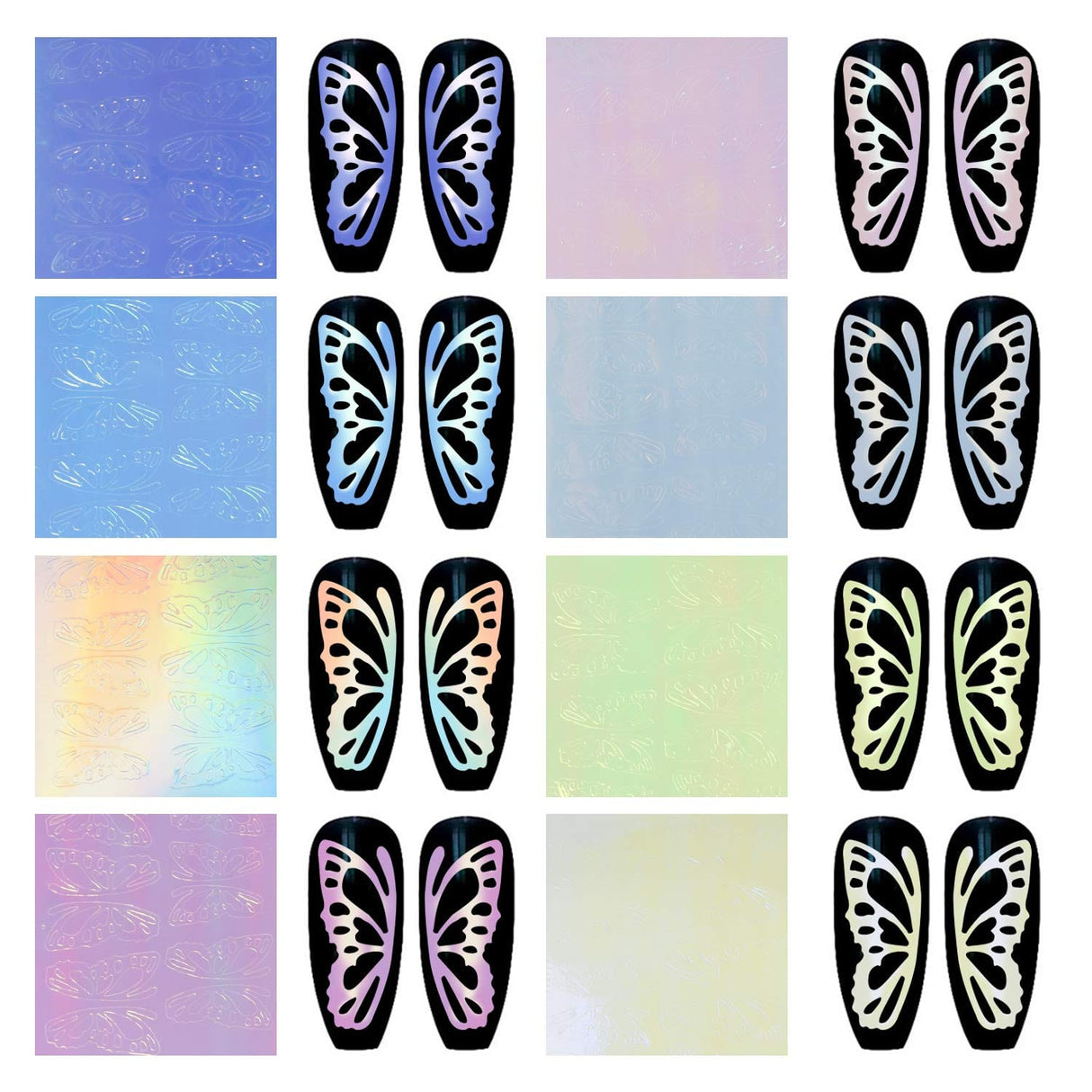 Holographic Butterfly Reflection Nail Stickers Set - Jessica Nail & Beauty Supply - Canada Nail Beauty Supply - NAIL STICKER