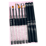 JNBS Nail Brush Set - Black Nail Art Brush With Lid (6pcs)