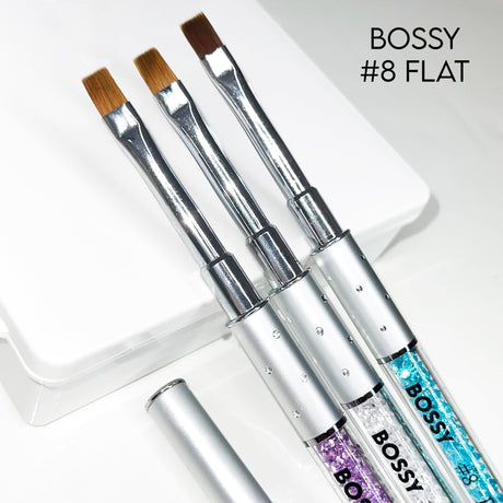 BOSSY Gel Brush Set Crimped FLAT (Lid included)