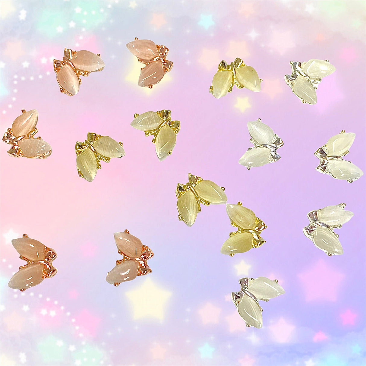 JNBS Nail Charm 3D Opal Butterfly Style 02 (6pcs)