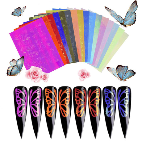 Holographic Butterfly Reflection Nail Stickers Set - Jessica Nail & Beauty Supply - Canada Nail Beauty Supply - NAIL STICKER