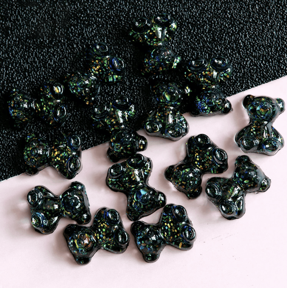 JNBS 3D Kawaii Charm Art Glitter Gummy Bear (Jar of 3 pcs) 1