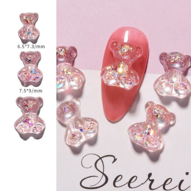 JNBS 3D Kawaii Charm Art Glitter Gummy Bear (Jar of 3 pcs) 1