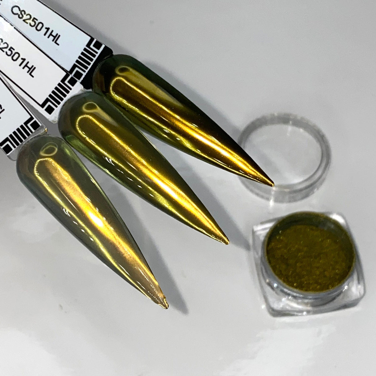 JNBS Nail Chrome Metallic Gold Tinted Green CS2501HL (3g)