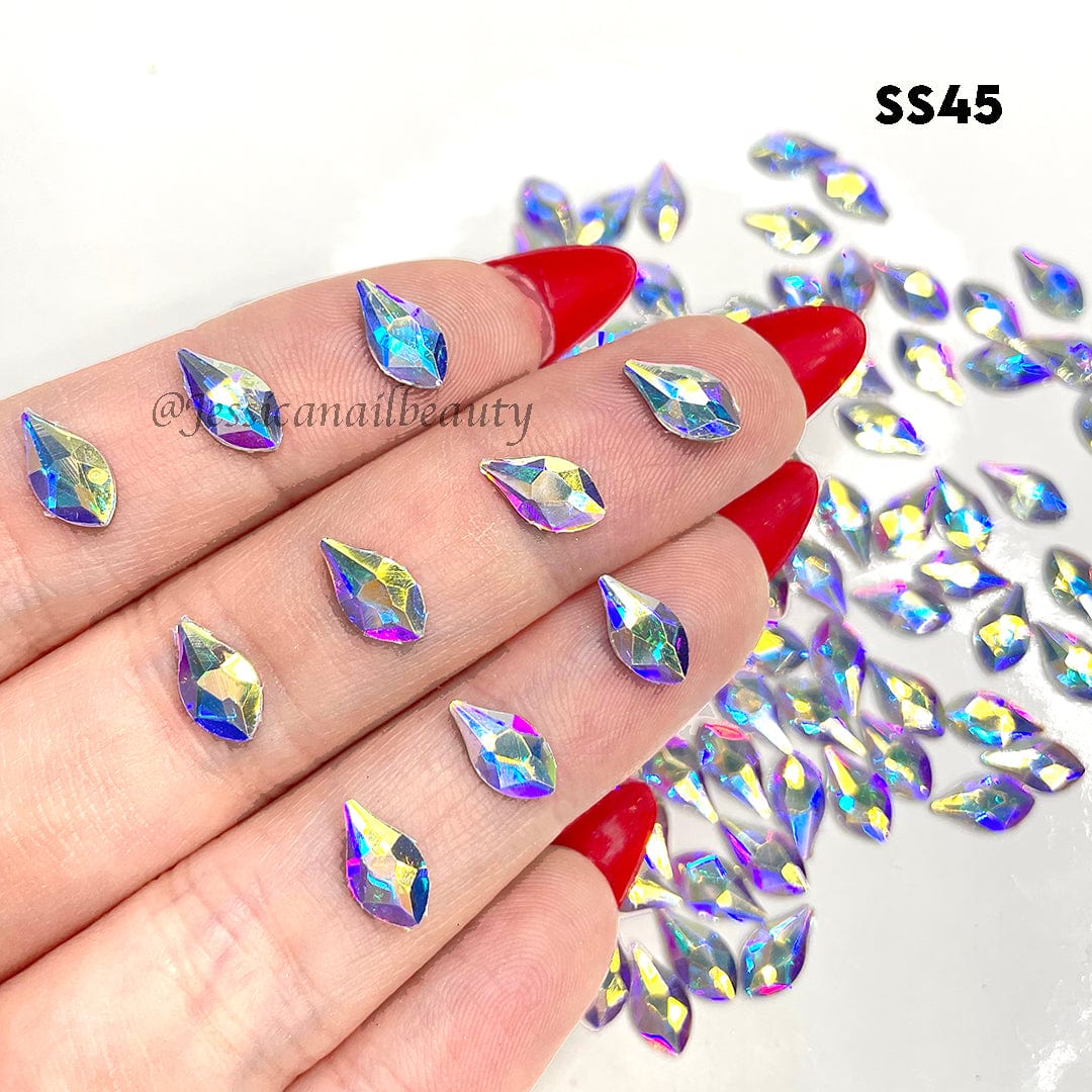 JNBS Crystal Rhinestone Flame Flatback Crystal AB