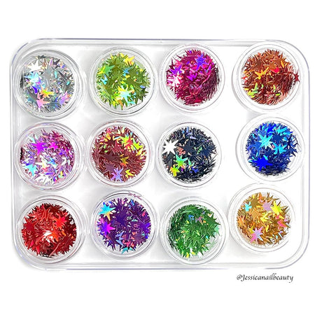 Glitter - Star #01(Set of 12 jars) - Jessica Nail & Beauty Supply - Canada Nail Beauty Supply - Glitter
