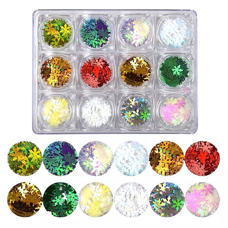 Glitter - Holographic Snowflakes #02 (Set of 12 jars) - Jessica Nail & Beauty Supply - Canada Nail Beauty Supply - Glitter