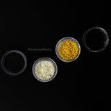 JNBS Nail Charm Gold & White Pearls Set (Bag of 2 jars)