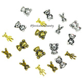 JNBS Nail Charm 55 Gold & Silver Teddy Bear Set