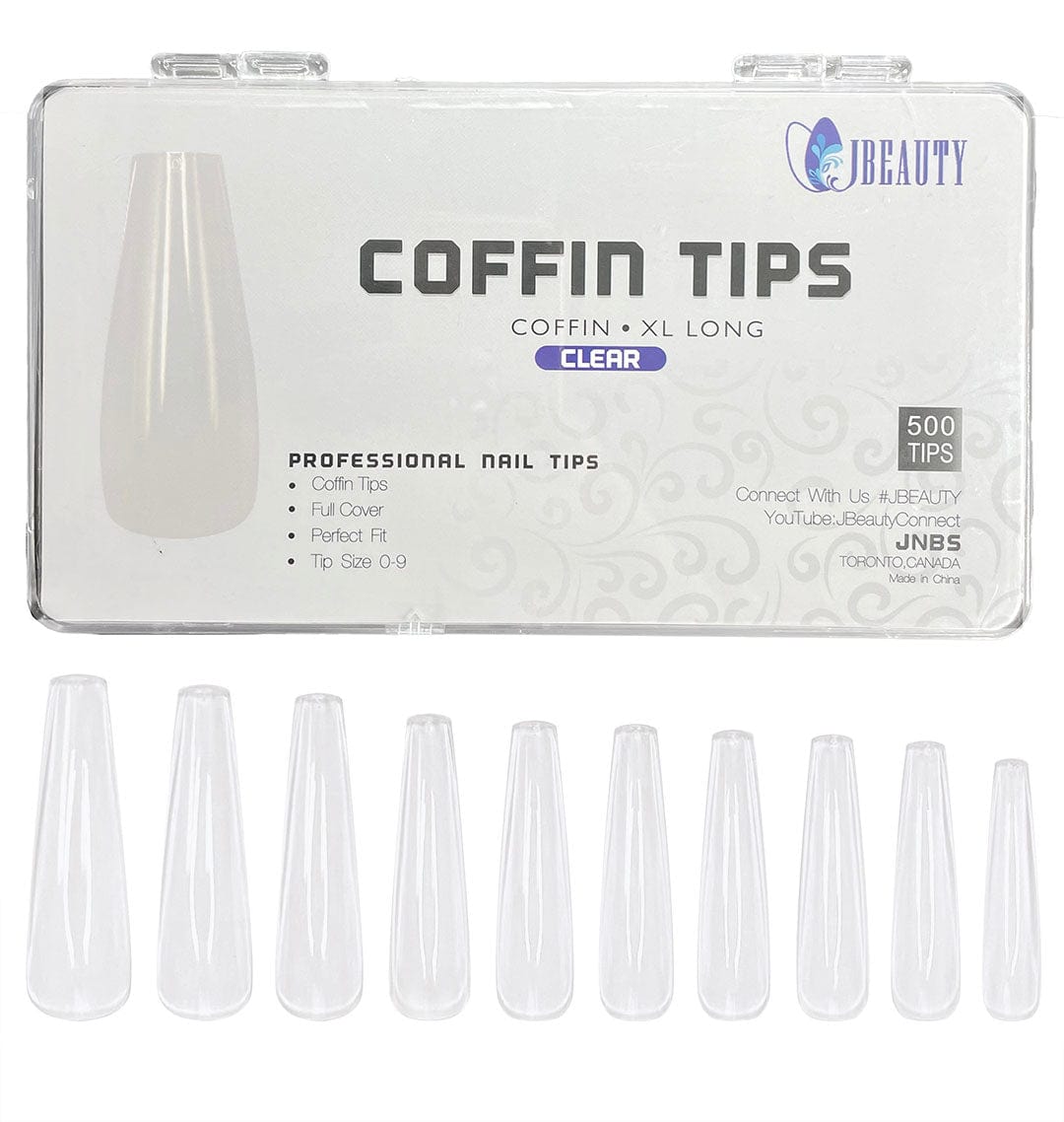 JNBS Full Coverage Clear Coffin XL Tips (Box of 500 pcs)