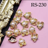 JNBS Alloy with Pearls Crystal Zircon HEART Nail Charm RS230, RS231, RS232