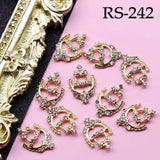 JNBS Alloy with Pearls Crystal Zircon Nail Charm RS242, RS243, RS244