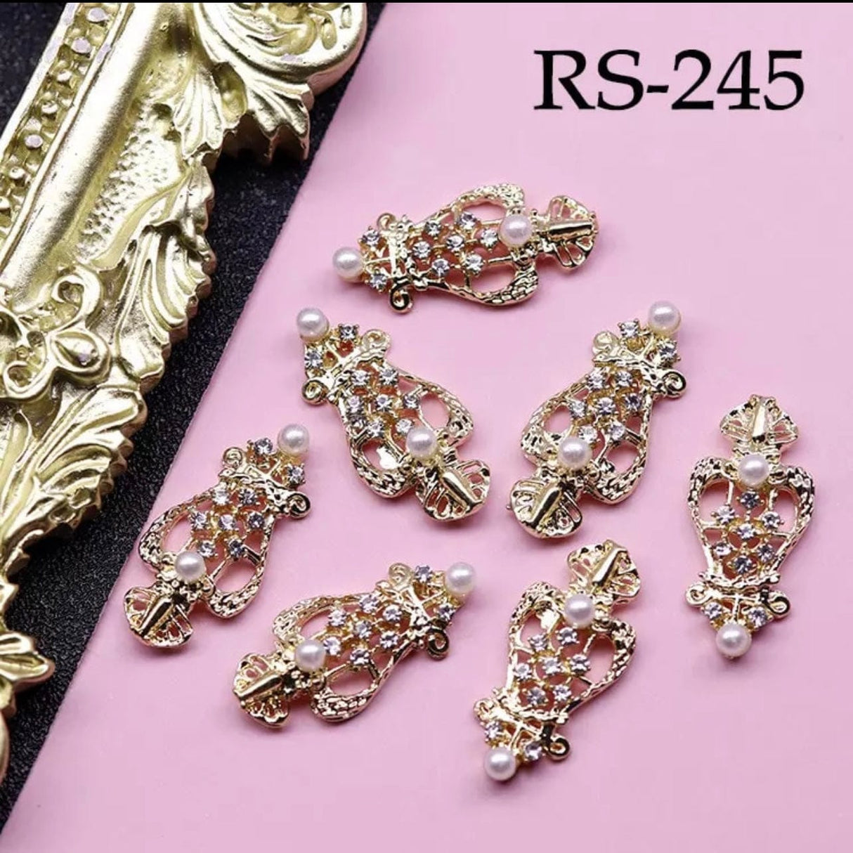 JNBS Alloy with Pearls Crystal Zircon Nail Charm RS245, RS246, RS247