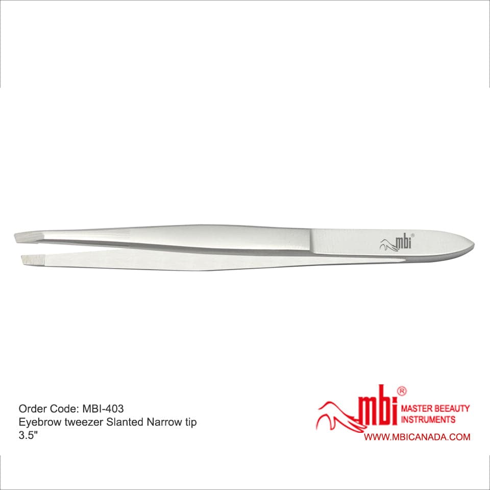 MBI 403 Eyebrow Tweezer Slanted Narrow Tip Size 3.5''