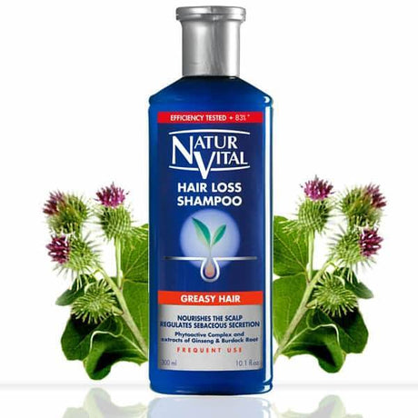 Natur Vital - Hair Loss Shampoo #Greasy Hair, Phytoactive Complex & extracts of Gingseng & Burdock Root 300ml - Jessica Nail & Beauty Supply - Canada Nail Beauty Supply - SHAMPOO & CONDITIONER
