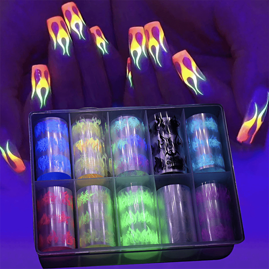 JNBS Nail Foil  Fire Flame Glow In The Dark