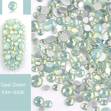 JNBS Rhinestone Opal Glass Round FlatBack Mixed Size Green