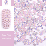 JNBS Rhinestone Opal Glass Round FlatBack Mixed Size Pink