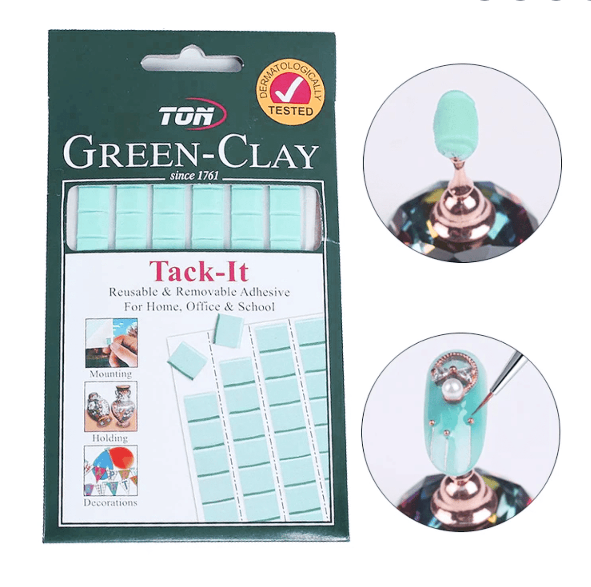 GREEN CLAY Tack It Reusable Rubber Clay for Press On Holder Stand