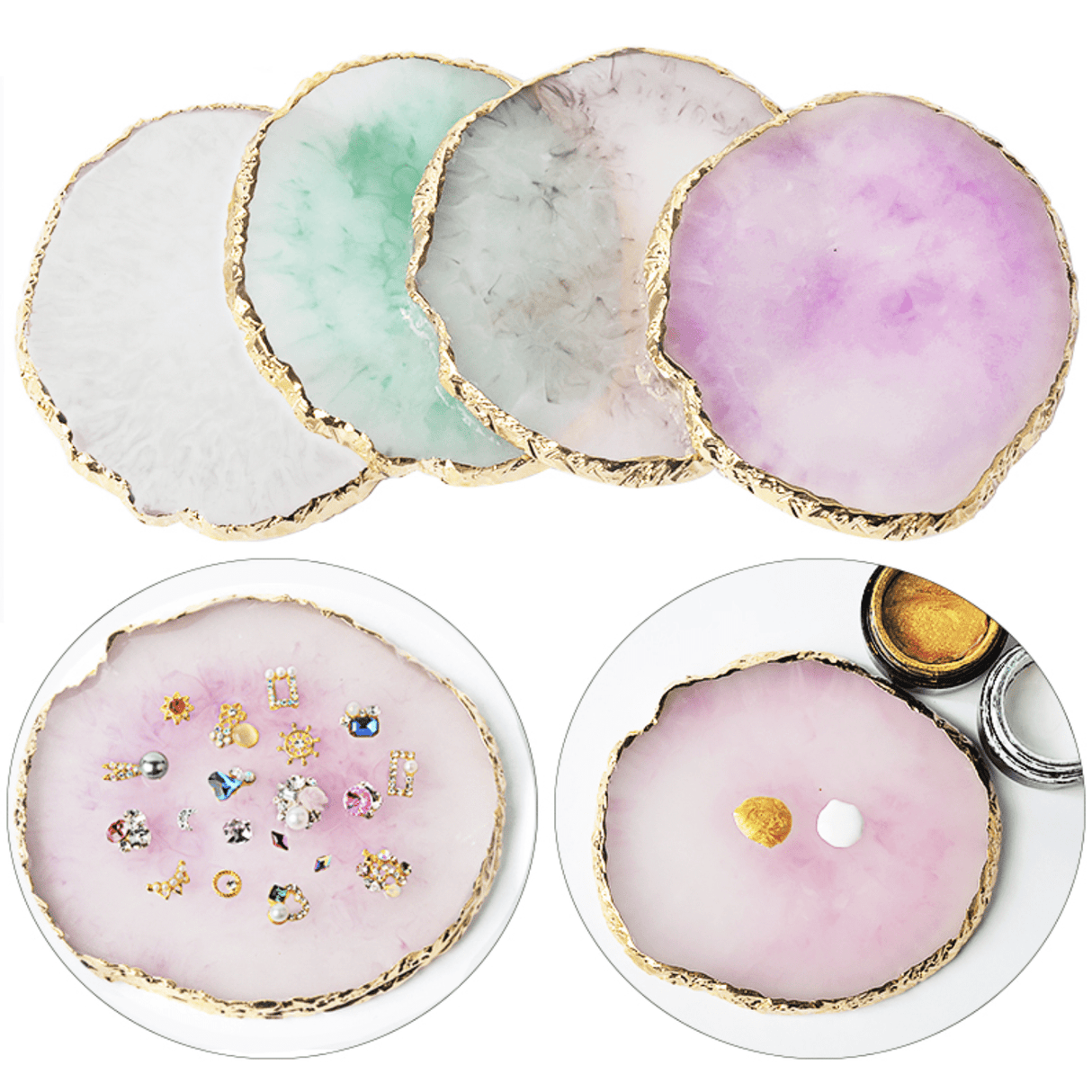 JNBS Gold Edge Resin Stone Palette (Assorted Colors)