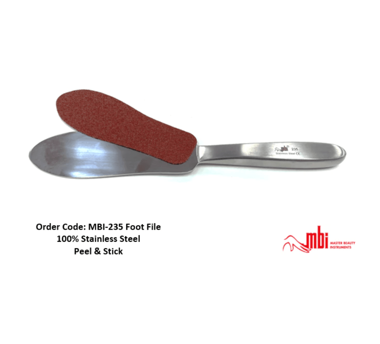 MBI 235 Stick & Peel Stainless Steel Foot File Double Sided