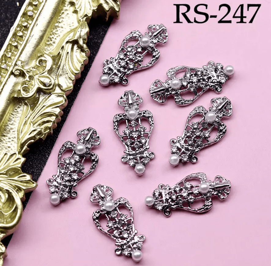 JNBS Alloy with Pearls Crystal Zircon Nail Charm RS245, RS246, RS247