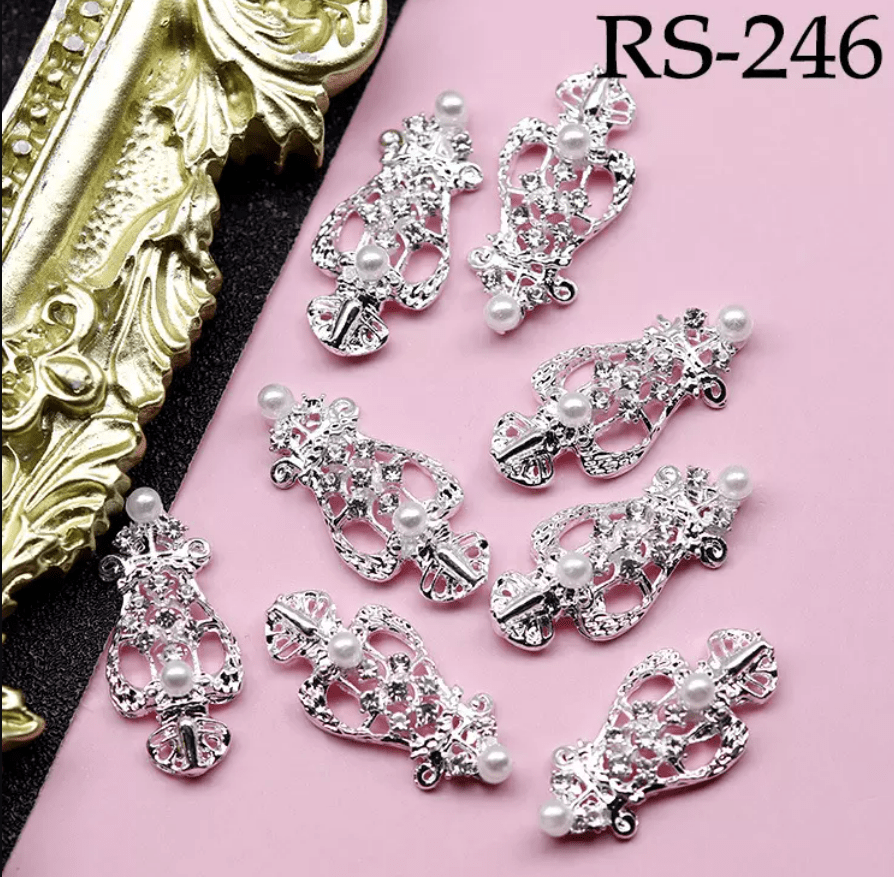 JNBS Alloy with Pearls Crystal Zircon Nail Charm RS245, RS246, RS247