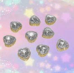 JNBS Nail Charm Metal Crystal Heart Vintage (5pcs)