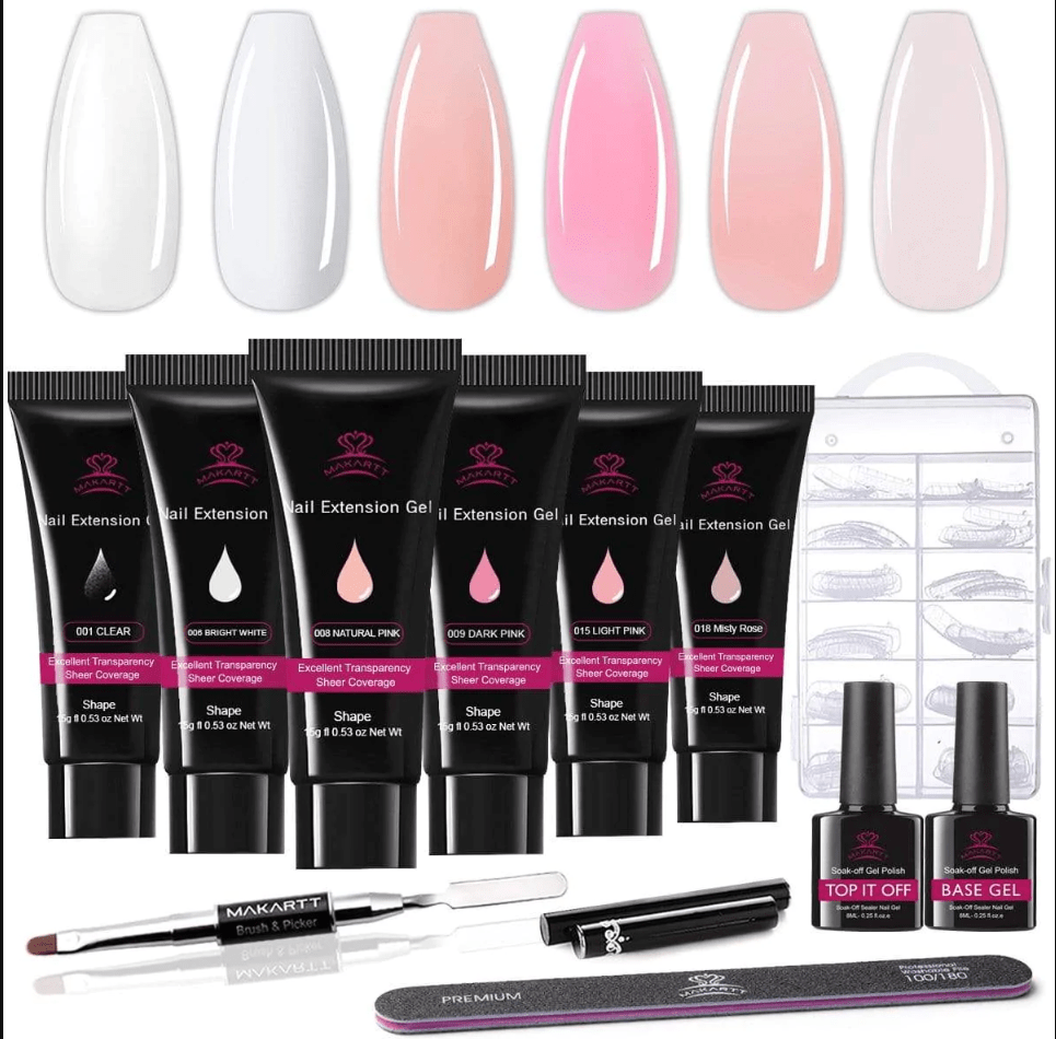 Makartt Gel Nail Extension Gel French Collection Poly Nail Gel Extension Kit