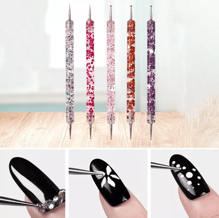 JNBS Nail Art Brush Sequin Double head Pointing Pen 5pcs