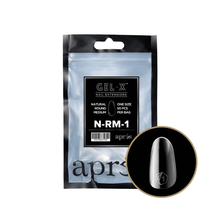 Apres Gel X™ Refill Bags (50pcs) Natural Round Medium Tips