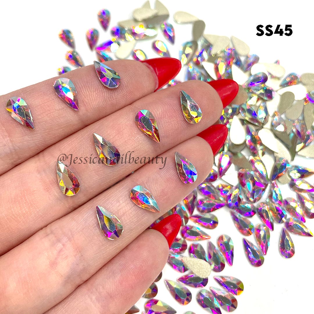 JNBS Crystal Rhinestone Tear Drop Flatback Crystal AB